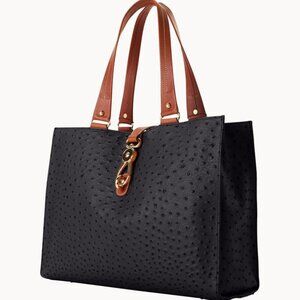 Dooney and Bourke Ostrich Large Logo Lock Tote